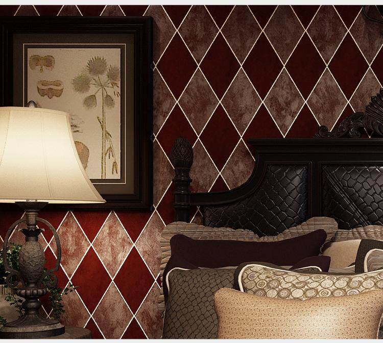 Shangpin 0.53*10 m Kim Cương Latticed Không dệt Wallpaper3d Phòng Ngủ Phòng Khách TRUYỀN HÌNH Nền Giấy Dán Tường