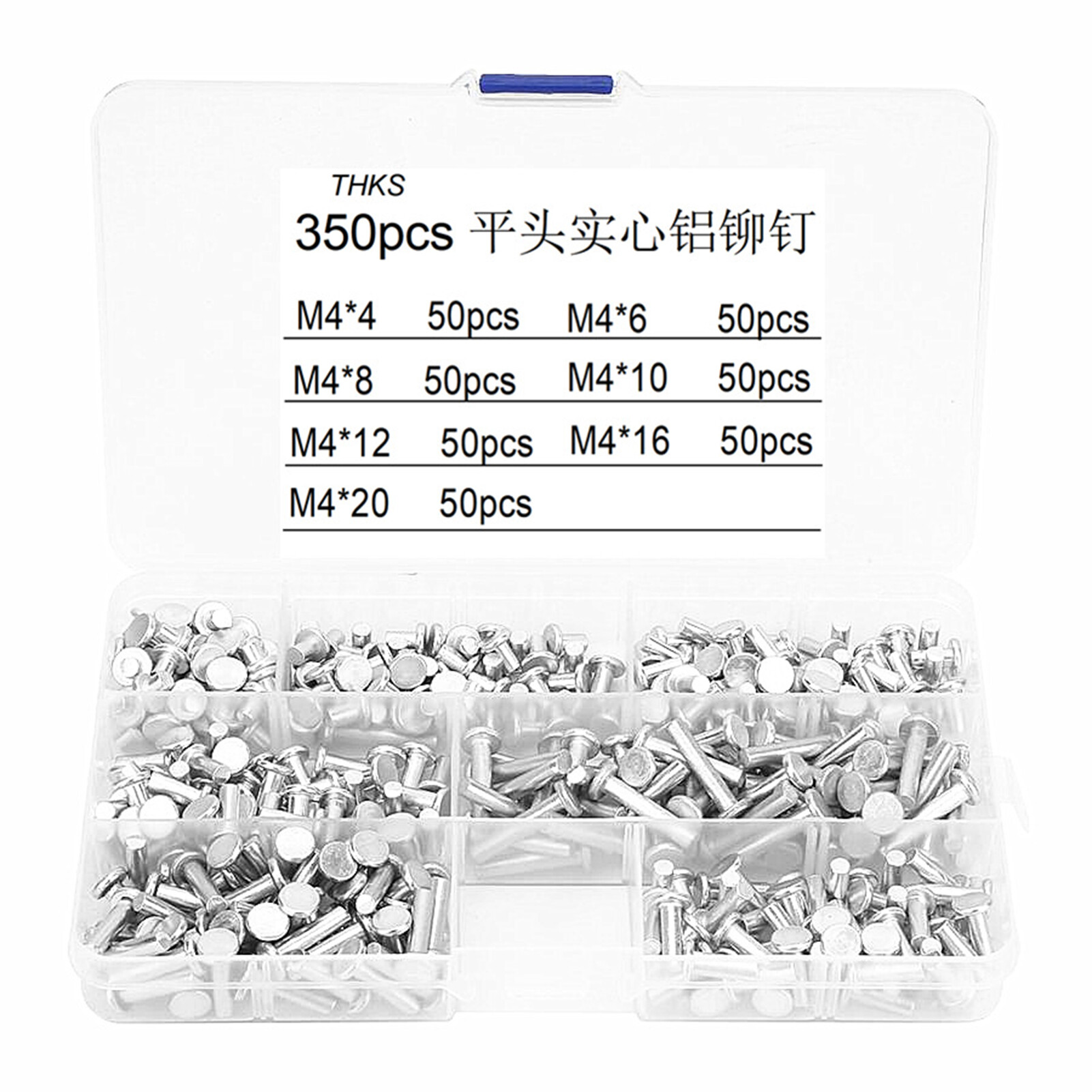 Đậu Lăng, 350 Cái Đinh Tán M4 Bộ Đinh Tán Cứng Đầu Phẳng Bằng Nhôm Độ Bền Cao Nhỏ Cho Da