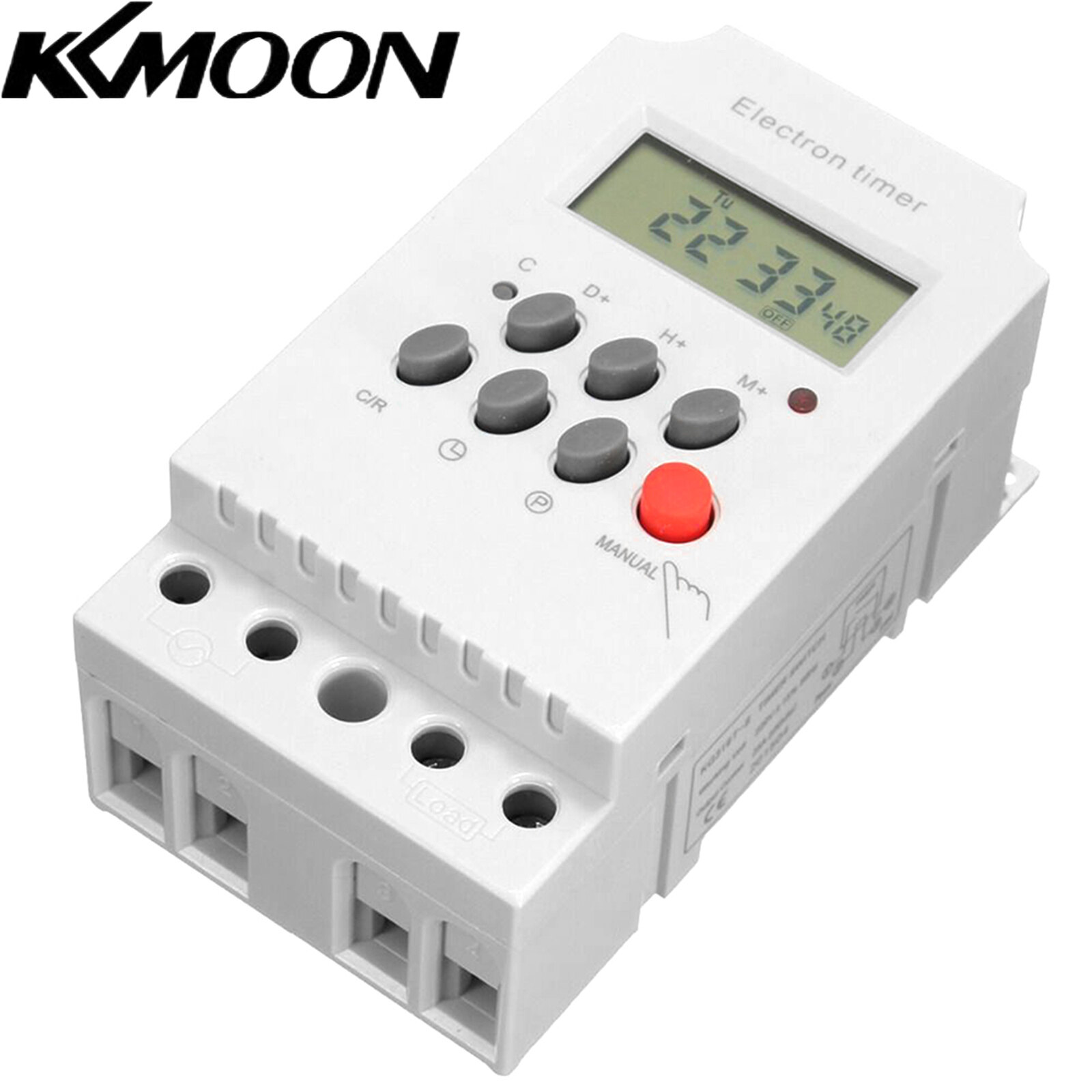 KKmoon AC 220V 25A Digital Programmable Timer Din Rail Electronic Timer Time Switch Controller with LCD Display Clock