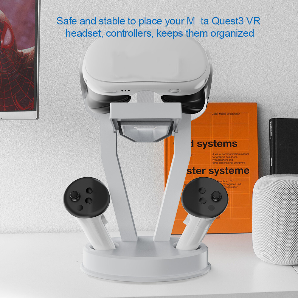 Stand Holder for Meta Quest 3 VR Headset & Controller Display Bracket VR Glasses Rack Holder Stable Release Button Organizer
