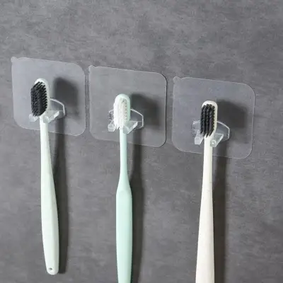 4Pcs Transparent Accessories Storage Wall Mounted Bathroom ABS Self-adhesive Multifunctional Toothbrush Holder