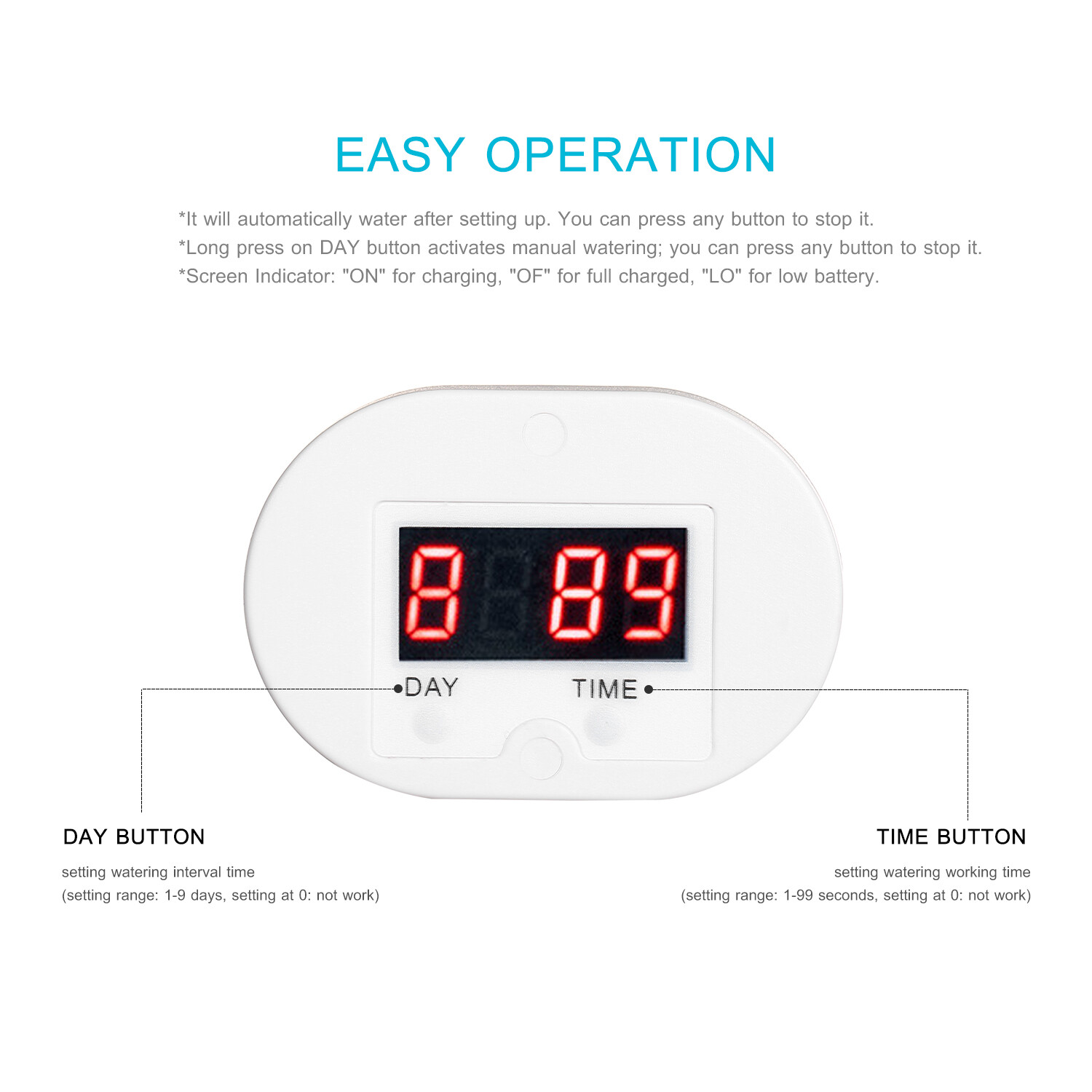 Automated Watering Device Smart Water Controller Automatically Watering System Drip Irrigation Kit for 4 Potted Plants with 2000mAh Rechargeable Bat-tery
