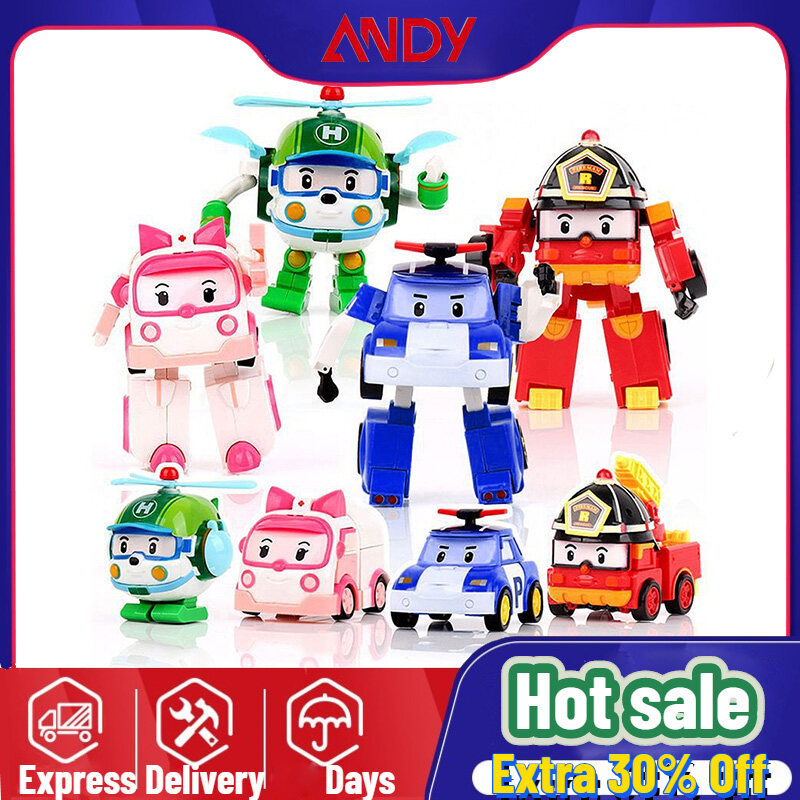 Robocar Poli โมเดลรถของเล่นเด็ก,โมเดลรถของเล่นรถหุ่นยนต์แปลงร่างเป็นแอนิเมชันรถของเล่น