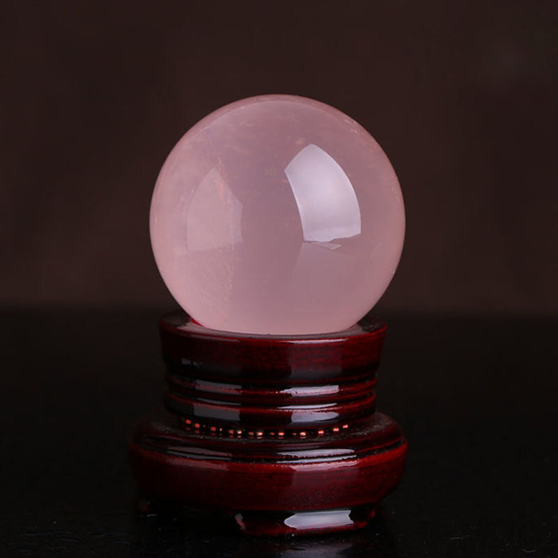 BOKALI 1pc New 30mm Natural Pink Rose Quartz Magic Crystal Healing Ball Sphere + Stand