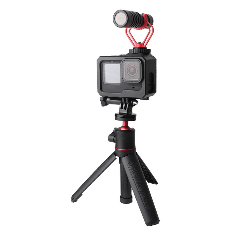 Black Housing Frame Case for GoPro Hero 10 9 Protective Cage Camera Cold Shoe Mount