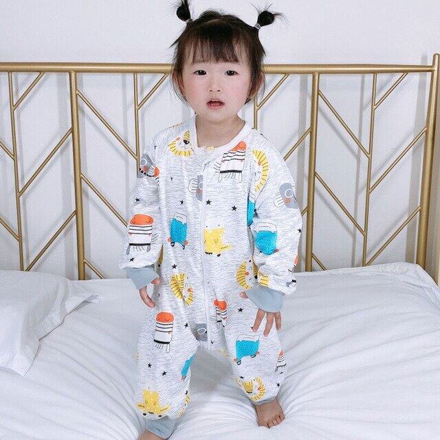 12M-4Y ถุงนอนถุงนอนเด็กหนาอุ่นฤดูหนาวพิมพ์เด็กถุงนอนแยกขาสำหรับเด็กเล่นรถเข็นเด็กกระสอบ