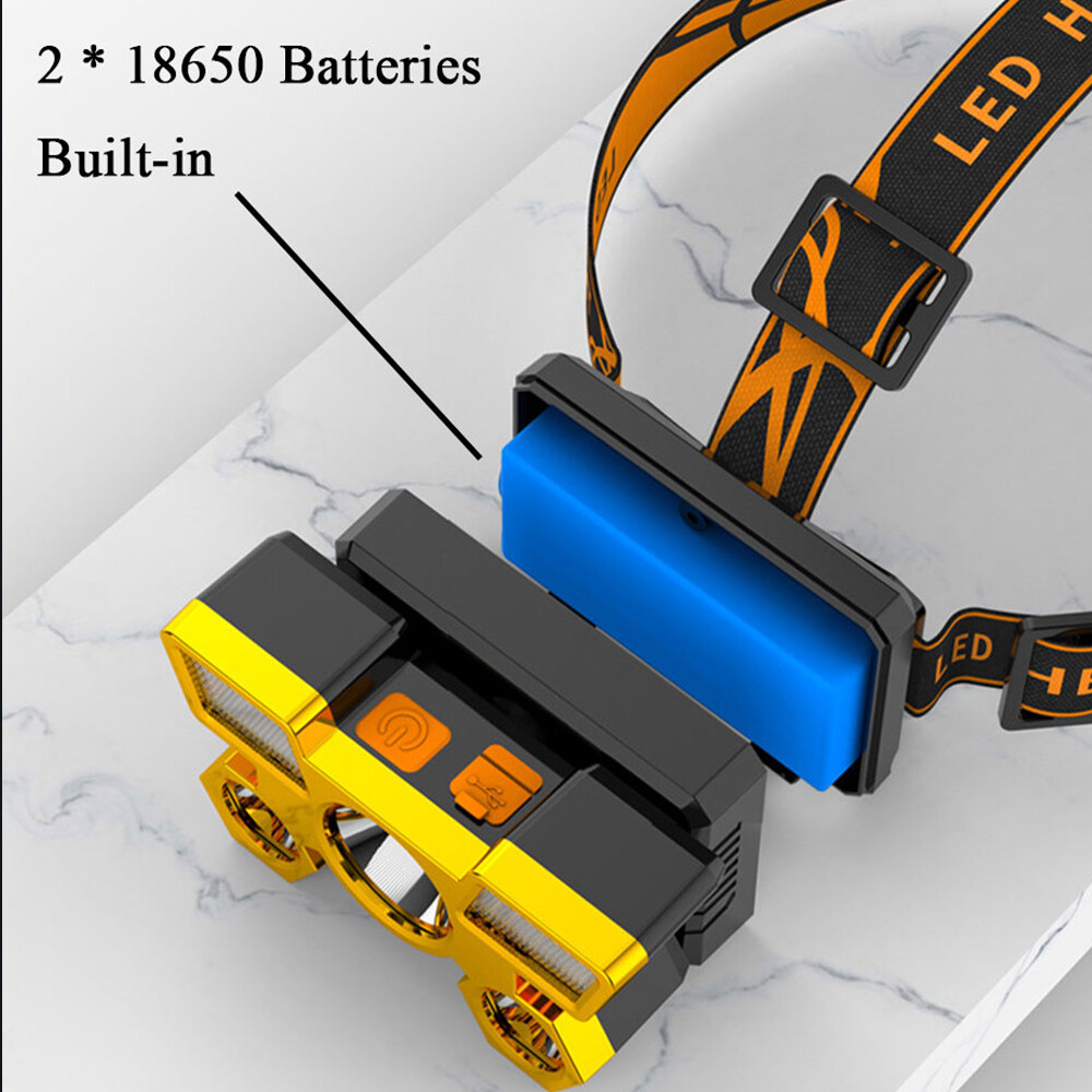 Cuguu 【new hot sale offer】original 5 LEDs ultra light headlight 18650 flashlight built-in USB 4 modes portable flashlight USB lantern lamp flashlight outdoor camping running cycling rechargeable emergency car light