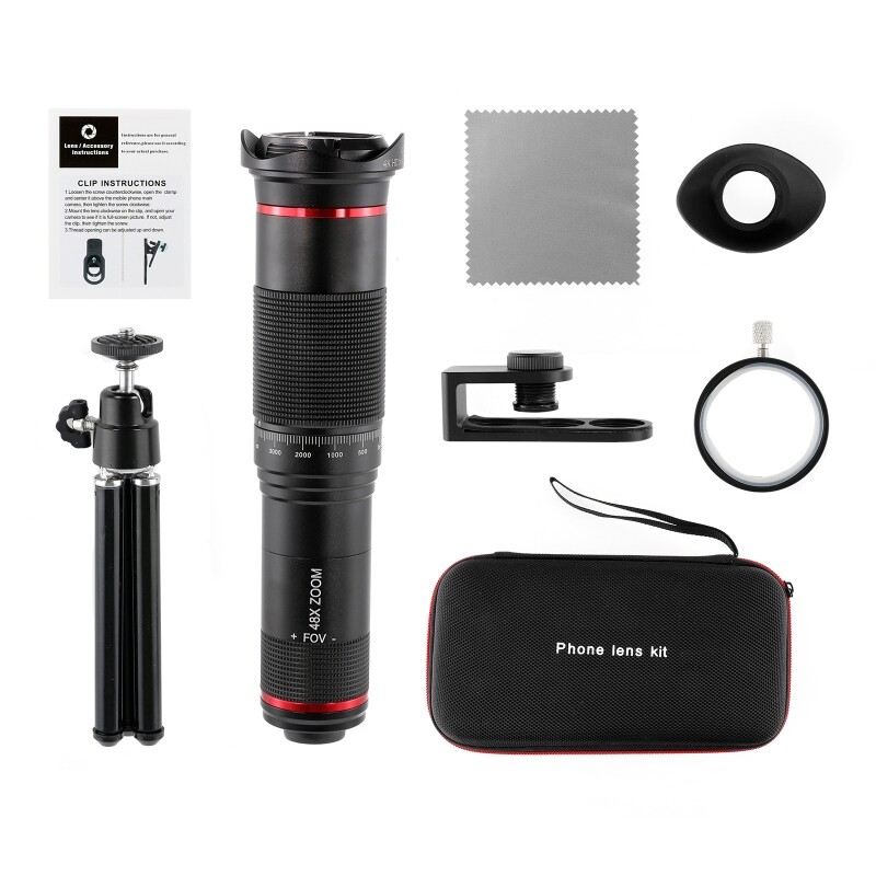 Phone Camera Lens 48 X Monocular Telephoto Lens for Bird Watching Works with IPhone 11/ Pro/Pro Max Samsung Pixel Android Any Smartphones