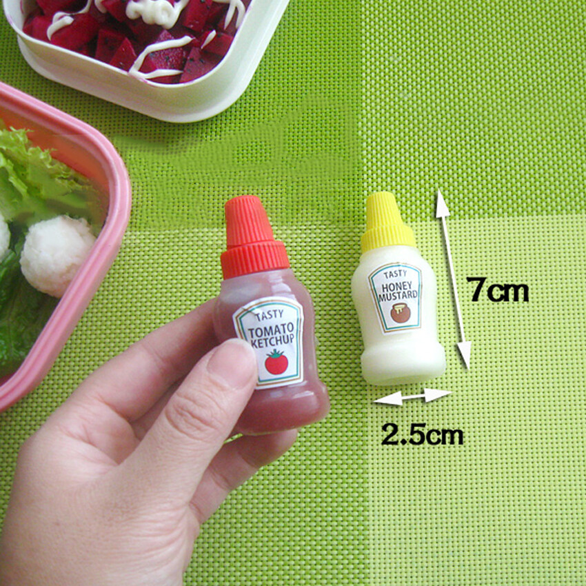 2 cái/bộ 25ml Mini cà chua Ketchup chai xách tay nhỏ Sauce container Salad Dressing container Pantry container cho Bento hộp