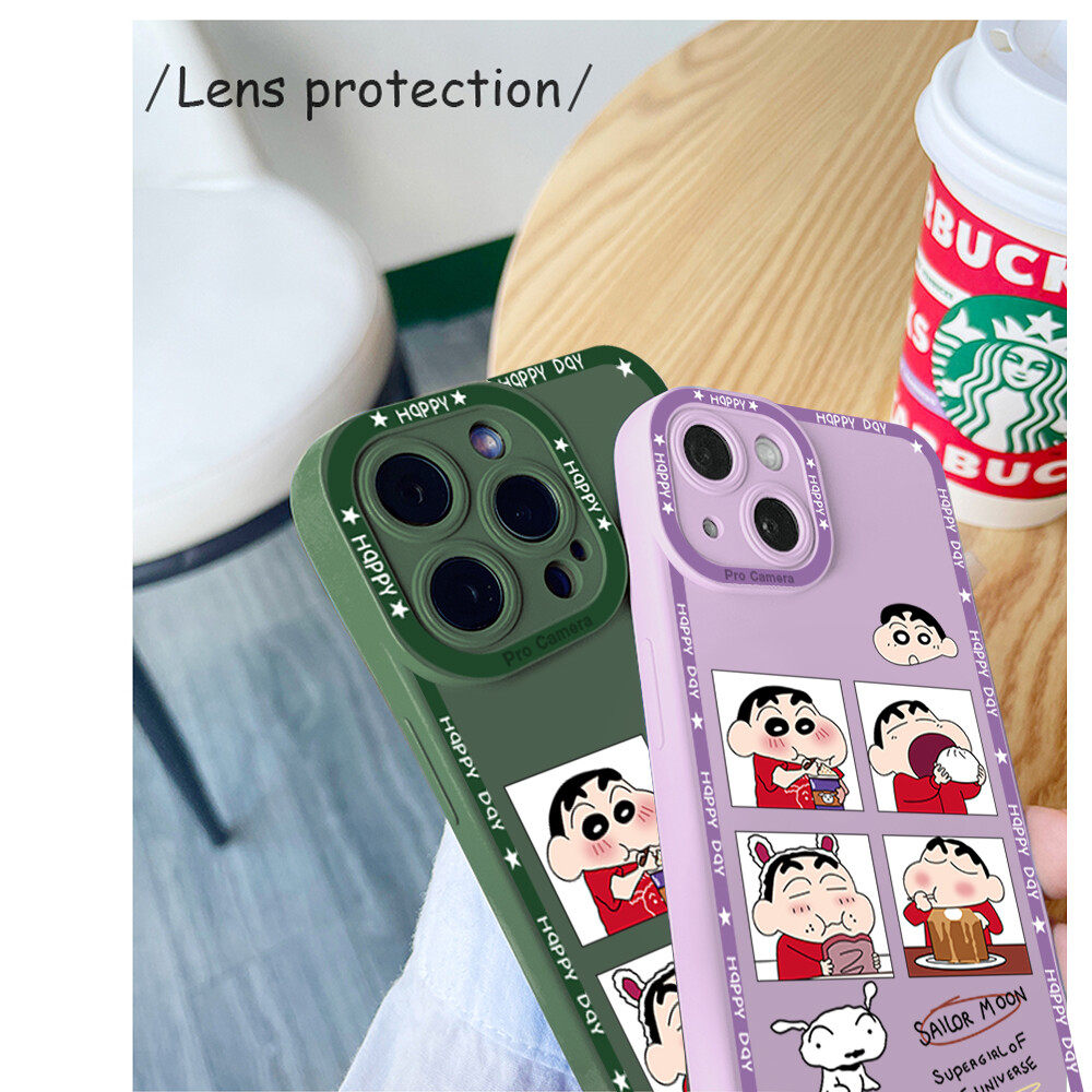 Hontinga Casing Case For Samsung Galaxy Note 20 Note20 Ultra Case Chibi Maruko Crayon Square Soft Silicone Full Cover Camera Protection Shockproof Rubber Cases Back Cover Phone Casing Softcase For Boys Girls