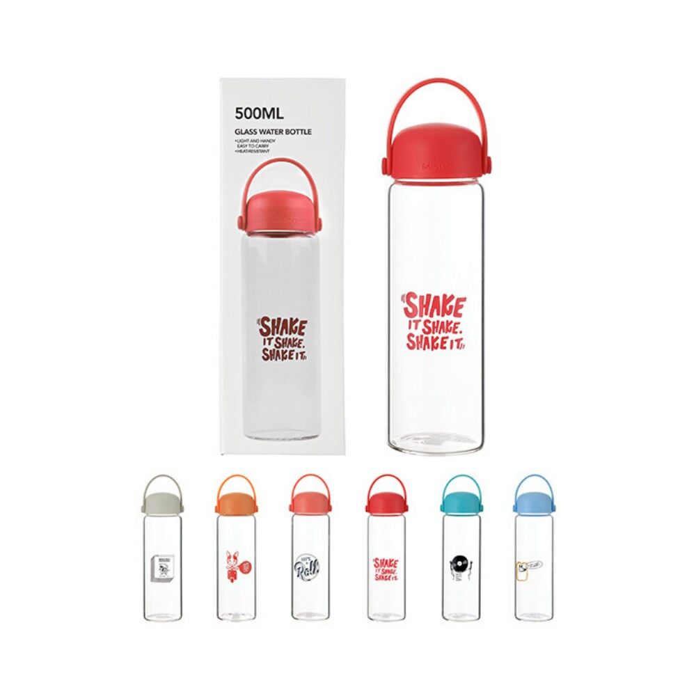 Bình nước thủy tinh Shake It Miniso, dung tích 500ml