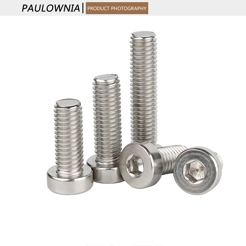 M3 M4 M5 M6 M8 M10 Stainless Steel 304 Hex Hexagon Socket Thin Head Bolt Screws Bolts Solid Fasteners Length 4mm-60mm Millimeters