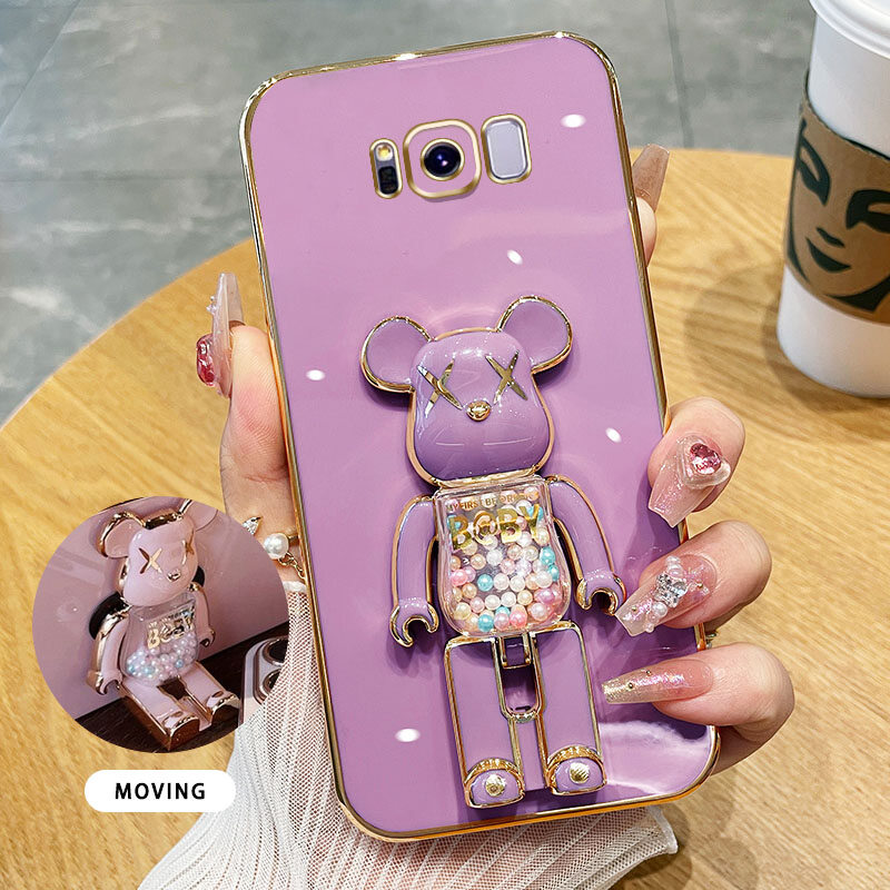 YBD 3D Candy Bear Bracket Phone Case For Samsung Galaxy S8 Plus S8+ S9 Plus S9+ S10 Plus S10+ High End Soft Silicone Material(Bracket Can Rotate)