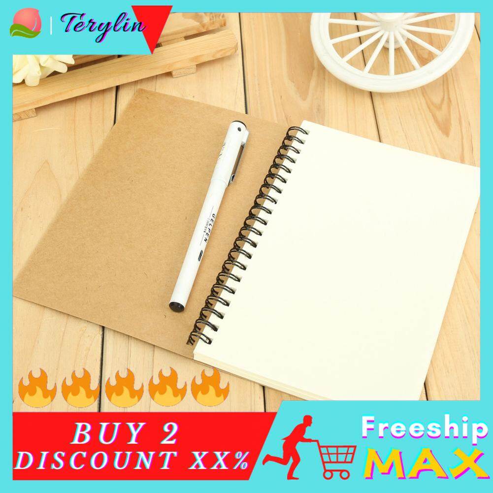 Terylin Retro Kraft Spiral Binding Blank Graffiti Sketchbook Notebook Graduation Gift
