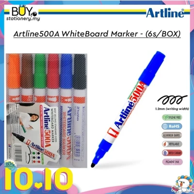 Artline 500A White Board Marker Set -(6s/BOX) Artline Marker Pen Black Blue Red Green Orange Brown Whiteboard Marker Ink | School Student Stationery【BuyStationery.my】