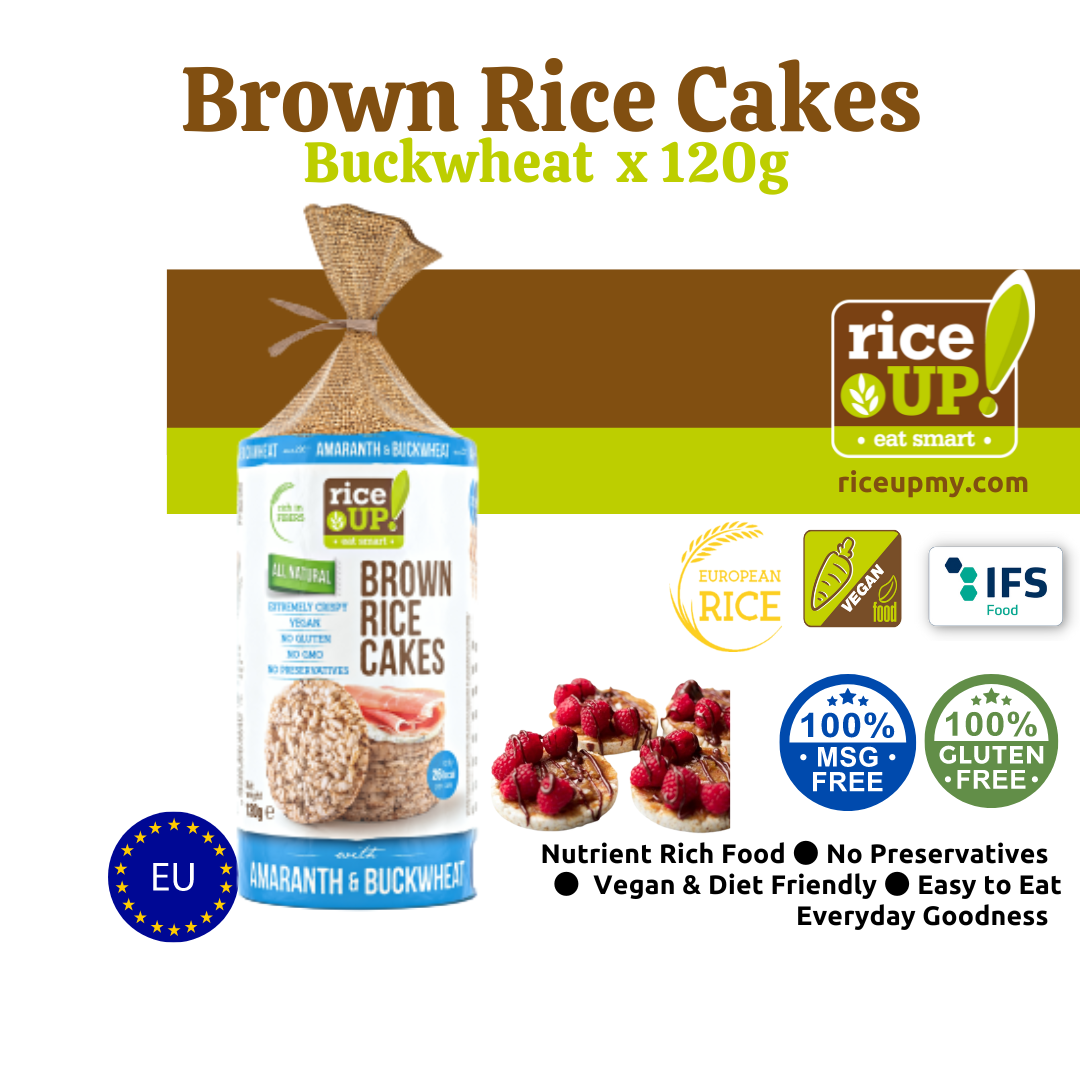 Buckwheat & Amaranth Whole Grain Brown Rice Cakes 120g By RiceUP Gluten
