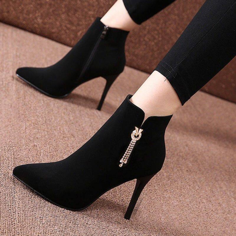 Cute black heel boots best sale