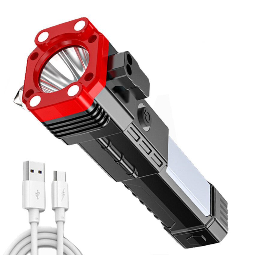 New Camping Led Torch Flashlight Car Rechargeable Hammer Safety Outdoor Multifunctional p/o/w/e/r b/a/n/k/ Work Light