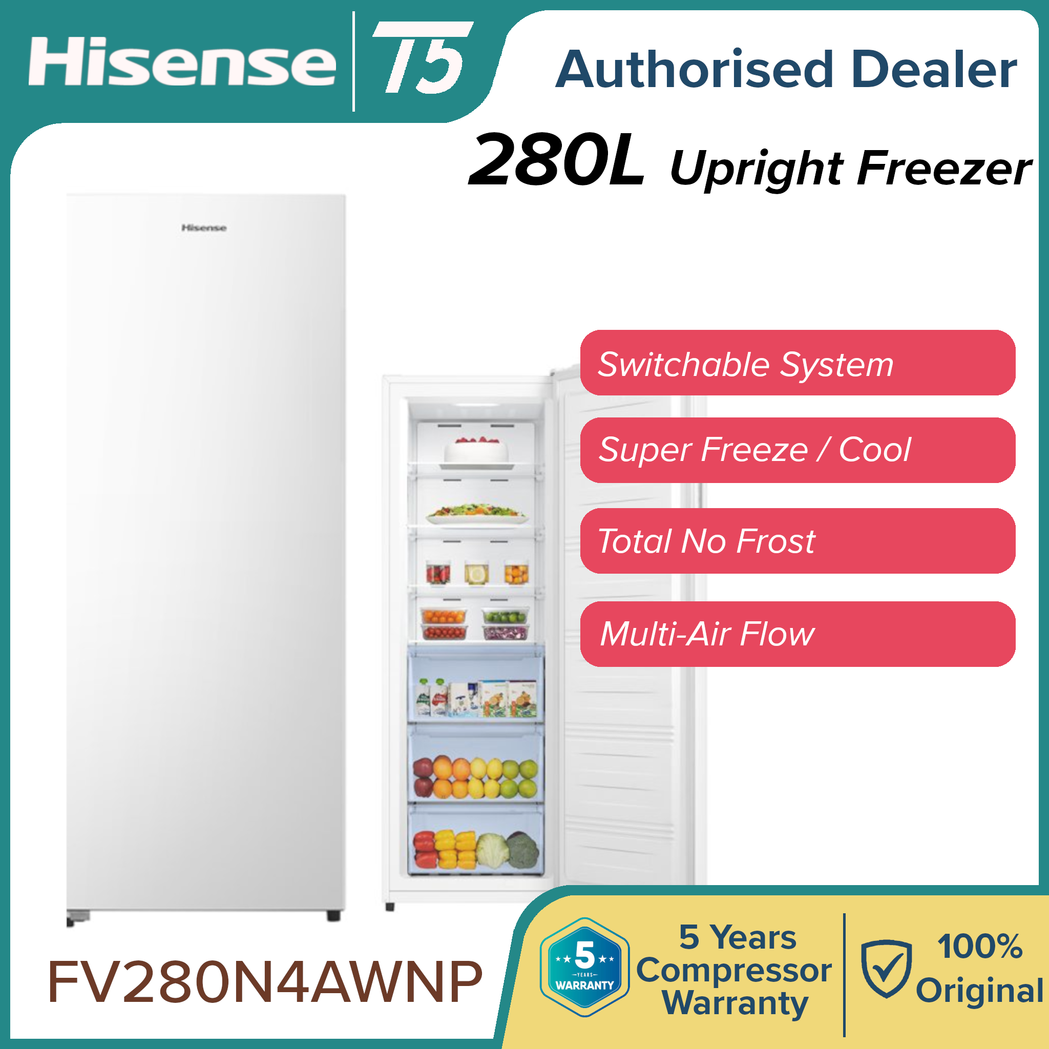 hisense 280l vertical freezer