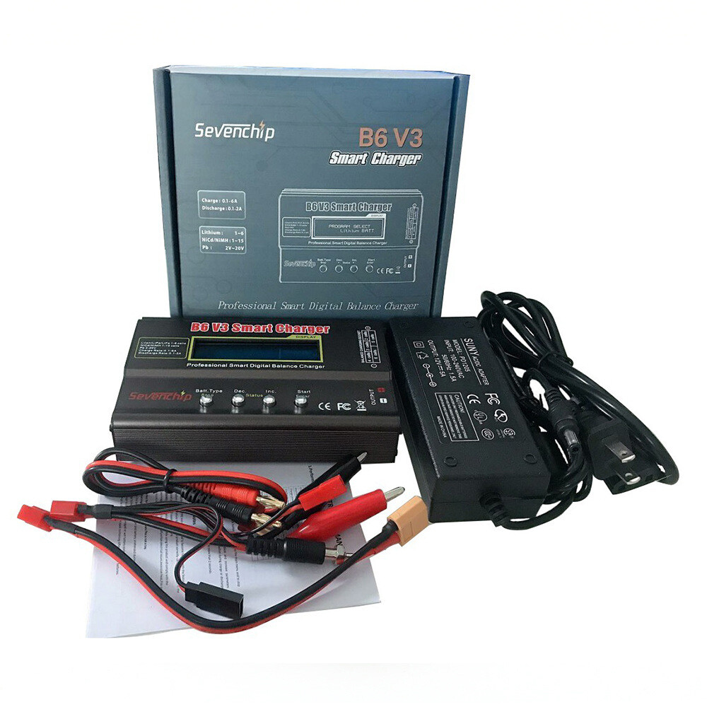 Aideepen B6 V3 Lipo Battery Balance Charger 80W Digital Charger for NiMH/NiCd /Lithium Battery /Lead Acid Battery Voltage LCD Battery Charger with Power Supply