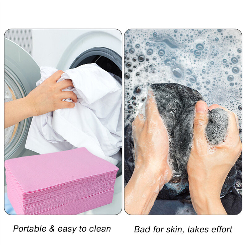 60/30Pcs Dissolve Laundry Tablets Cleaning Laundry Detergent Bubble Paper Strong Decontamination Concentrated Laundry for Washing Machine
