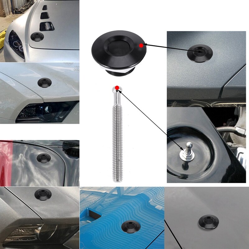 4X Push Button Quick Release Car Hood Bonnet Latch Pin Lock Bumper Clip Black