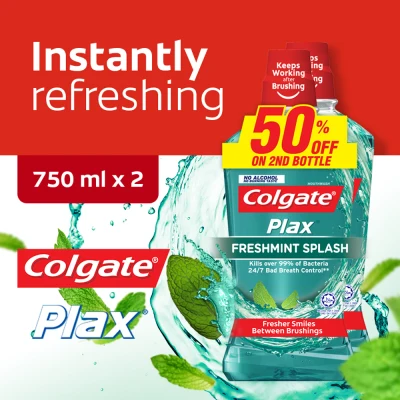 Colgate Plax Freshmint Mouthwash Valuepack 750ml x 2