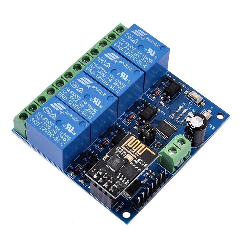 ESP8266 ESP-01 WIFI Module for Smart Home IoT Smart Furniture Application Controller 4 Channel WIFI Relay DC 12V