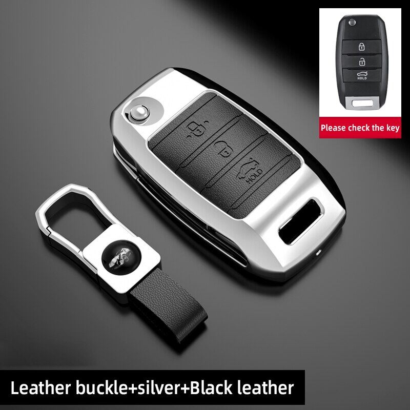 Alloy Leather Remote Flip Car Car Key Fob Case Holder Full Cover Shell Keychain For Kia Rio Soluto Sportage Ceed Picanto Sorento Seltos Cerato Forte Optima Stingers Stonic