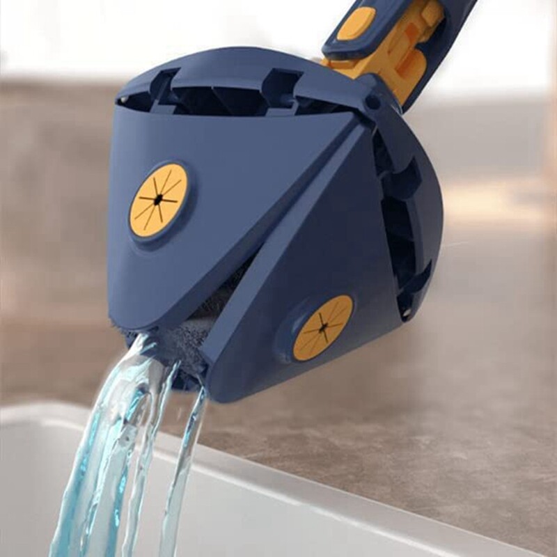 360° Rotating Adjustable Cleaning Mop, Triangle Cleaning Mop with Automatic Water Squeeze Function for Dry and Wet