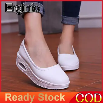 white flat loafers