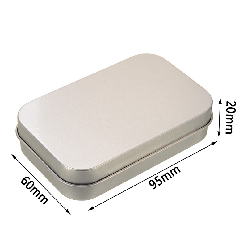 BOKALI 6pcs New Rectangular Empty Metal Tins Storage Hinged Containers 95*60*20mm