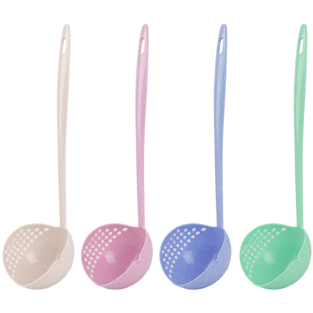 2 trong 1 rơm lúa mì Muông ăn sup tay cầm dài giá lọc nhà bếp colander đa chức năng nấu bếp công cụ lẩu muỗng muỗng
