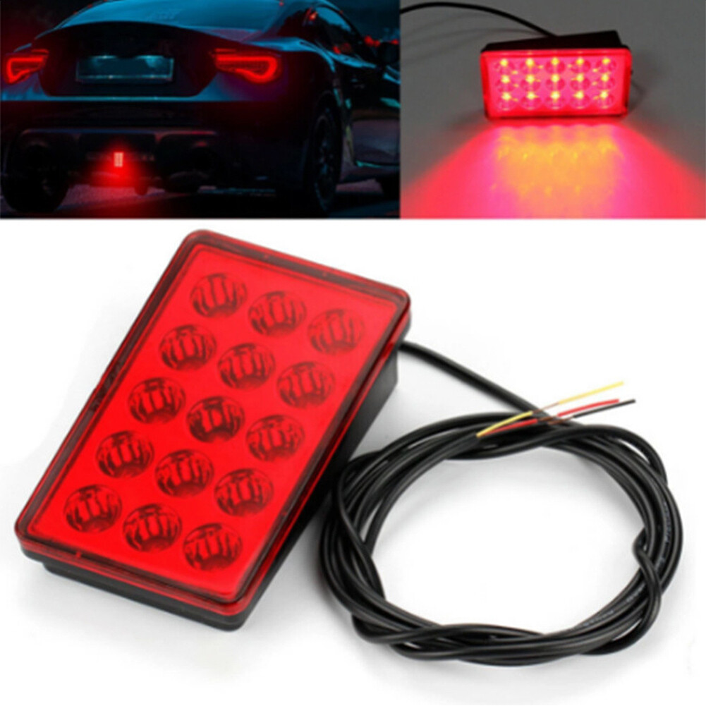 Timekey Universal Car 15 LED 3rd Third Rear Strobe Flashing Tail Brake Stop Light Lights Signal Lamp Car Accessories F1 Style