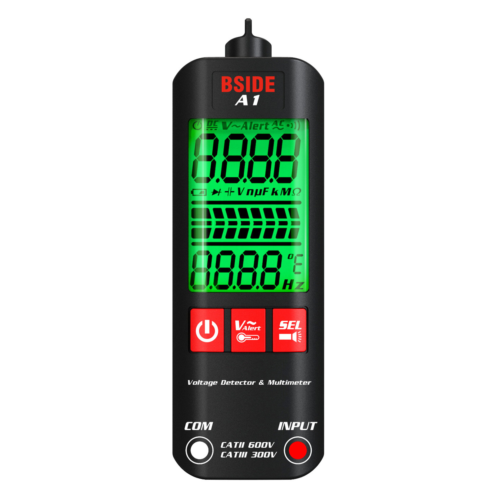KKmoon Đồng Hồ Vạn Năng Mini BSIDE A1 Máy Kiểm Tra Kỹ Thuật Số LCD Máy Dò Điện Áp 2000 Đếm Điện Áp DC/AC Điện Trở Tần Số NCV Liên Tục Kiểm Tra Dây Trung Tính Máy Đo RMS Thực