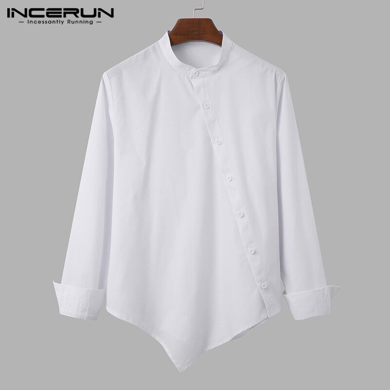 Medussa INCERUN Mens Cotton Tเสื้อแขนยาวอย่างเป็นทางการสมาร์ทเสื้อเสื้อยืดคอกลมเสื้อTeeเสื้อT