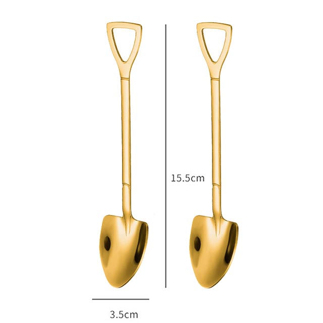2Pcs Creative Shovel Spoon Stainless Steel Watermelon Spoon Coffee Spoon Ice Cream Dessert Spoon Tableware Set Kitchen Tools