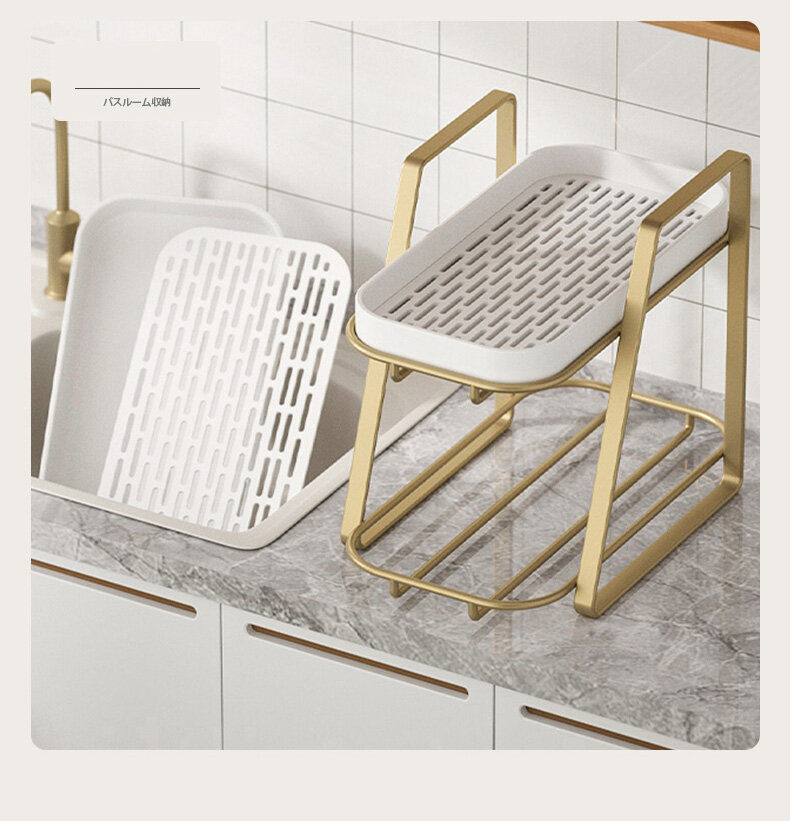 Double drain cup holder household wrought iron luxury cups with tea set desktop storage rack