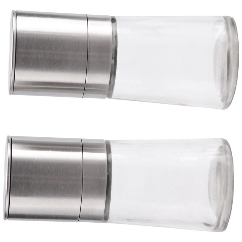 2PCS Salt and Pepper Grinder Set Pepper Mill and Salt Grinder Refillable 6 X 14cm