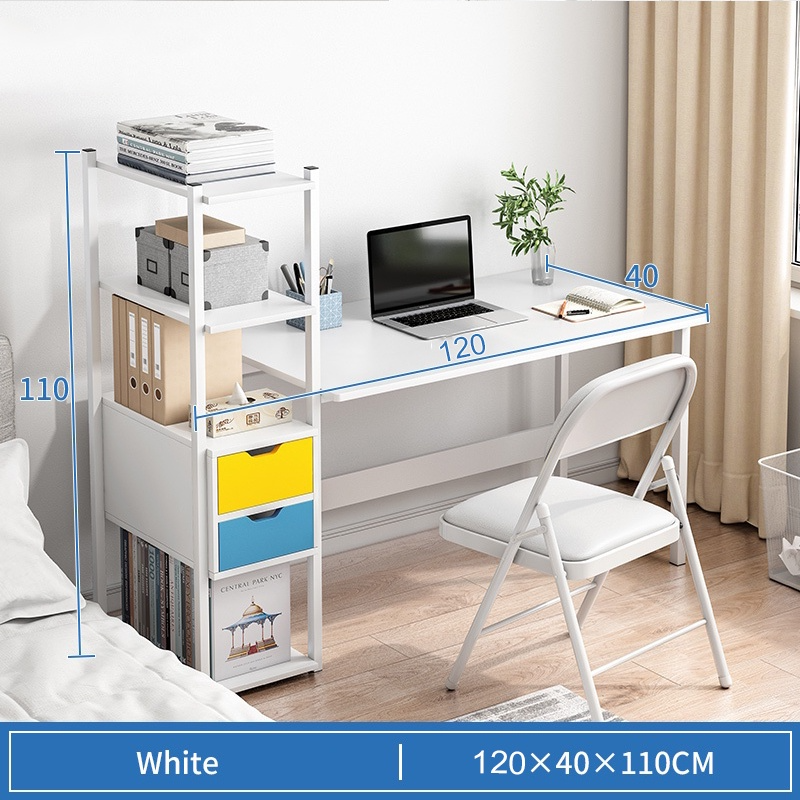 LALA 120CM Meja belajar Office Table Computer Laptop Desk Study Table With Book Shelves Writing