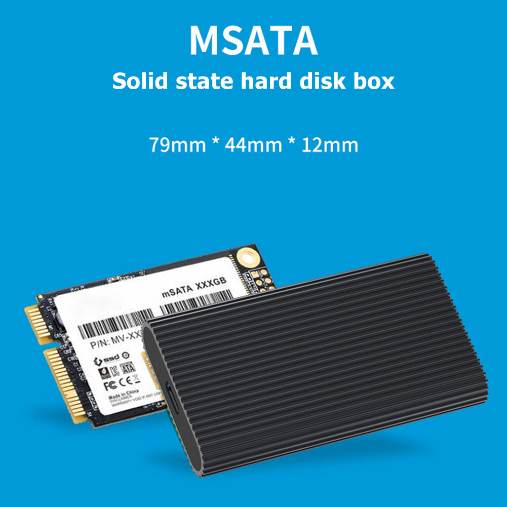 USB 3.1 Đến MSATA SSD Box Bộ Chuyển Đổi Hợp Kim Nhôm Type-C Bao Vây Bên Ngoài Ổ Đĩa Thể Rắn