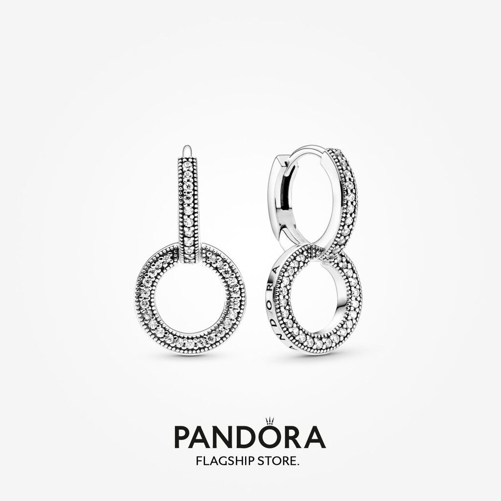 Hot 2023 Pandora Sparkling Double Hoop Earrings