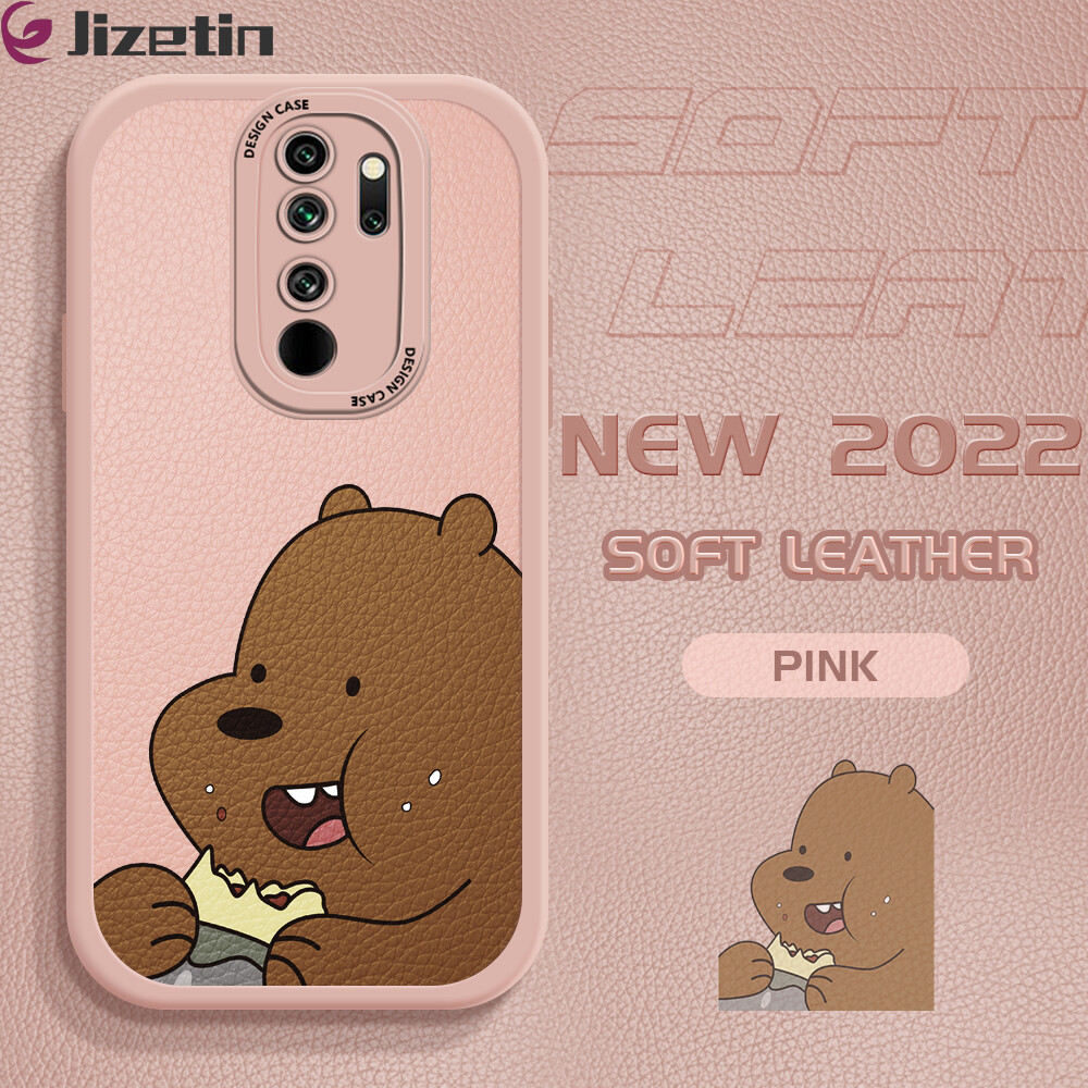 Jizetin Phone Casing For Xiaomi Redmi Note 7 Note 7 Pro Note 8 Note 8 Pro Slim Skin Feeling Bare Bears Cartoon Ice Bear Panda Grizzly Leather Back Casing Soft Silicone PU Leather Cover Phone Case