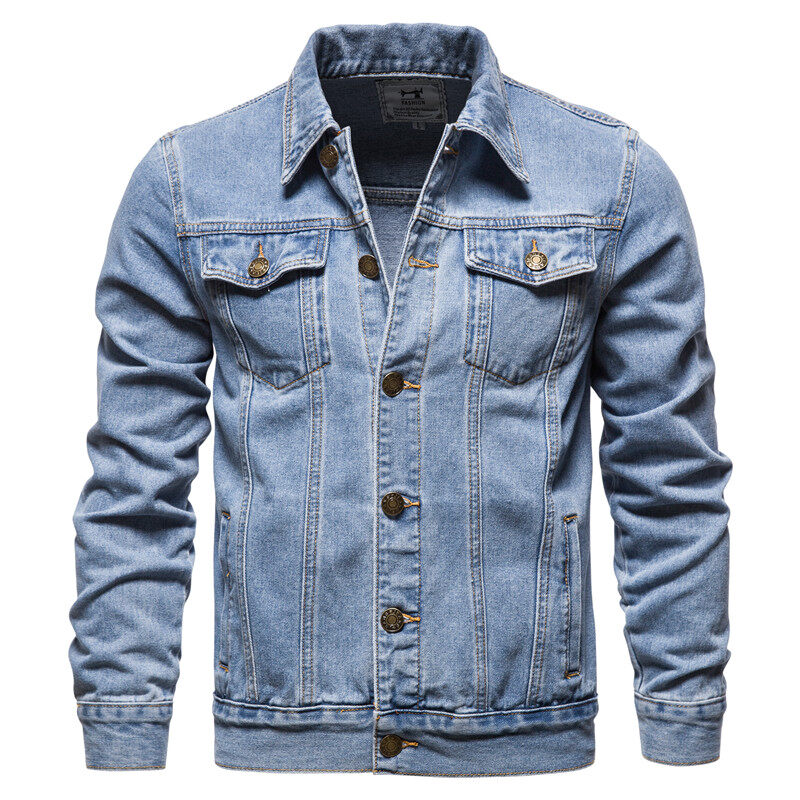 Spring Autumn Men Denim Jackets Casual Solid Color Lapel Single Breasted Jeans Jacket Men Slim Fit Cotton Outwear Jackets 5xl-M
