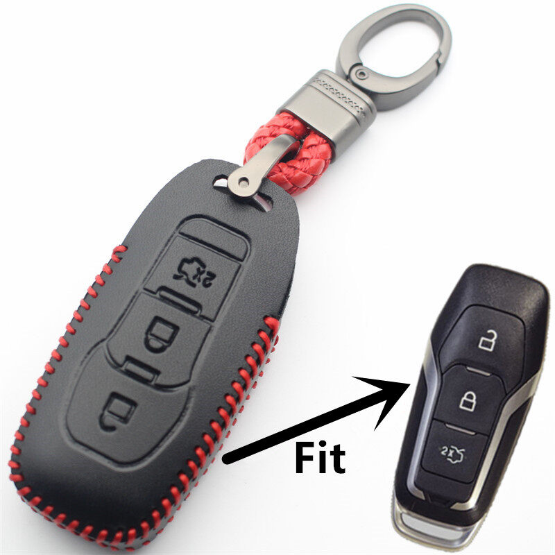 Genuine Leather 3button Smart Key Chain Case Cover For Ford F 150/mondeo/galaxy/s Max/explorer/ranger S412