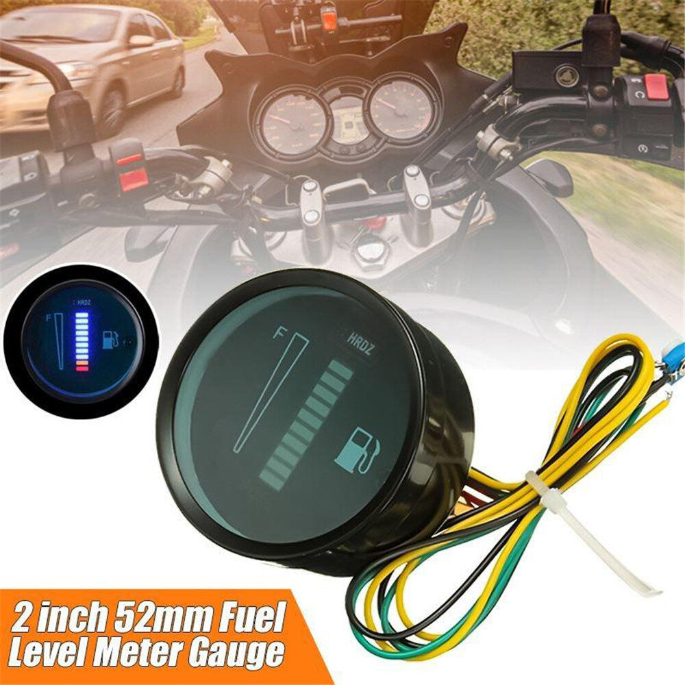 MA 2  52mm Universal Car Motorcycle Fuel Level Meter Gauge 8 LED Light Display 12V