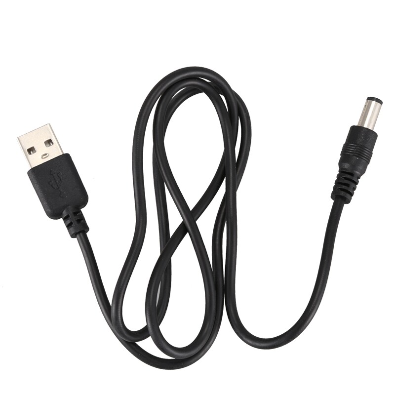 USB Cable 5.5mm / 2.1mm 5V DC Barrel Jack Power Cable (Black, 75cm)