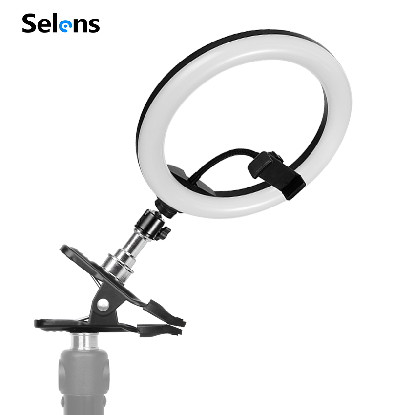 Selens Đèn LED Chụp Ảnh 10 inch Protable 26CM Selfie Ring Light With Clamp For Youtube Live Streaming Studio Video Led Dimmable Photography Lighting Use for Outdoor photo light  Filling light indoors Portrait, Fashion Wedding Art Advertisement