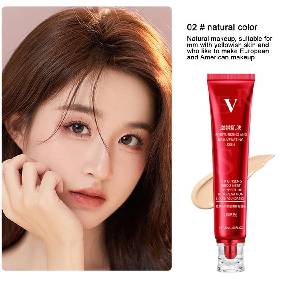 Liquid Foundation Long-lasting Waterproof And Makeup-free Red Ginseng Bird's Nest Polypeptide Skin Nourishing Liquid Foundation