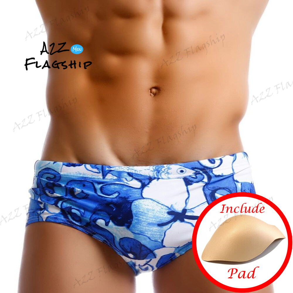WaterPlay Men Swim Briefs Swim Boxer Trunks Swimwear With Pad Surf Beach Wear Swimsuit Adjustable UXHSWIM